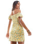 ASOS DESIGN draped mini dress puff sleeve with bow detail in lemon print Zitronenmuster, 38 - фото #4