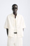 100% linen irregular textured overshirt