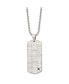 ფოტო #2 პროდუქტის Polished and Satin with Black CZ Dog Tag Ball Chain Necklace