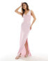 Фото #1 товара ASOS DESIGN satin maxi dress with lace in soft pink