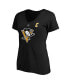 ფოტო #3 პროდუქტის Women's Sidney Crosby Black Pittsburgh Penguins Plus Size Name and Number V-Neck T-shirt