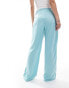 Фото #2 товара Monki heart stripe straight leg track pant trouser in light blue with white stripes