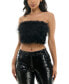 ფოტო #1 პროდუქტის Juniors' Strapless Zip-Back Feather-Front Top