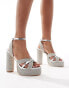 Фото #1 товара Azalea Wang Kinslee embellished platform heeled sandals in silver