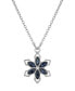 ფოტო #1 პროდუქტის Silver-Tone Crystal Sapphire Blue Color Stone Flower 16" Adjustable Necklace