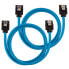 Фото #1 товара Corsair Premium Sleeved SATA-Kabel, blau 60cm - 2er Pack