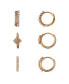 ფოტო #1 პროდუქტის 14K Gold Flash Plated Cubic Zirconia and White Imitation Pearl Hoop 6-Piece Earring Set