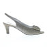 David Tate Spirit Womens Gray Wide Canvas Hook & Loop Slingback Heels Shoes 7.5
