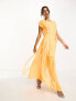 Фото #10 товара ASOS DESIGN pleated raw edge maxi dress in neon orange