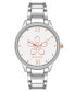 ფოტო #1 პროდუქტის Women's Quartz Silver-Tone Alloy with Flower Watch, 34mm