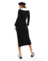 Фото #3 товара ASOS DESIGN knitted midi dress with shirt collar in black