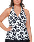 Plus Size Floral-Print Halter Tankini Top, Created for Macy's