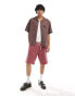 COLLUSION oversized poplin revere short sleeve shirt in brown