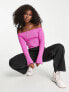 ASOS DESIGN bardot jumper with hot fix diamante detail in pink