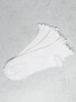 ASOS DESIGN 3 pack short ankle socks in white with frill trim