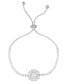 ფოტო #1 პროდუქტის Cubic Zirconia SunFlower Adjustable Bolo Bracelet in Silver Plate