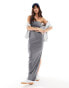 Miss Selfridge rib bandeau maxi dress in washed charcoal Verwaschenes Anthrazit, 42 - фото #1