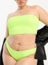 COLLUSION Plus – Strukturierte Bikinihose in Neongelb mit hohem Beinausschnitt