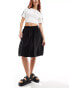 Фото #1 товара COLLUSION poplin midi puffball skirt in black