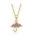 ფოტო #1 პროდუქტის White Gold Plated Cubic Zirconia Raindrop Umbrella Pendant Charm