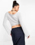 Фото #3 товара COLLUSION knitted eyelash wrap cardigan with lettuce hem in light grey