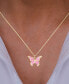 ფოტო #2 პროდუქტის Enamel Ombré Butterfly 18" Pendant Necklace in 14k Gold