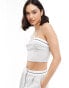 Фото #1 товара Miss Selfridge tailored contrast trim bandeau top in blue grey co ord