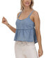 Women's Tie-Back Chambray Babydoll Top