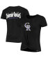 Women's Black Colorado Rockies 2-Hit Front Twist Burnout T-shirt