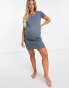 Фото #4 товара Mamalicious Maternity star print nightdress with nursing function in charcoal grey