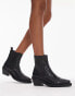 Topshop Wide Fit – Miffy – Ankle-Boots im Westernstil aus schwarzem Leder