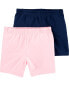 Фото #1 товара Kid 2-Pack Navy/Pink Bike Shorts 8