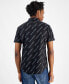 Men's Stretch Short Sleeve Button-Front Logo Print Shirt, Created for Macy's