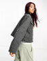 ASOS DESIGN cropped canvas jacket in charcoal Черный, 32 - фото #2