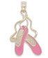 ფოტო #1 პროდუქტის Pink Enamel Ballet Slipper Charm in 14k Gold