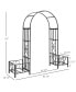 Фото #4 товара 6.7' Steel Garden Arch Arbor with Scrollwork Hearts, Planter Boxes for Climbing Vines, Ceremony, Weddings, Party, Backyard, Lawn, Dark Gray