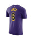 Men's LeBron James Purple Los Angeles Lakers 2022/23 Statement Edition Name and Number T-shirt