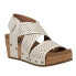 Corkys Guilty Pleasure Snake Studded Perforated Wedge Strappy Womens Off White