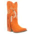 Dingo Day Dream Fringe Embroidered Round Toe Cowboy Womens Orange Casual Boots