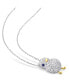 Фото #2 товара Macy's created Blue and White Sapphire (2 3/4 ct. t.w.) Chick Bird Necklace in 18k Two-Tone Over Sterling Silver