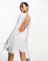 Фото #6 товара Weekday Bella open back mini dress in grey