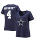 ფოტო #4 პროდუქტის Women's Dak Prescott Navy Dallas Cowboys Plus Size Name and Number V-Neck T-shirt
