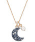 ფოტო #1 პროდუქტის Rose Gold-Tone Crystal Moon & Imitation Pearl Pendant Necklace, 15-3/4" + 2-3/4" extender