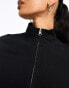 ASOS DESIGN half zip long sleeve tee in black