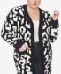 Фото #5 товара Plus Size Leopard Print Open Front Sherpa Sweater