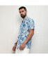 Men's Chalk White:Indigo Blue Mesh Foliage Shirt