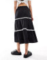 Фото #3 товара Wednesday's Girl rik-rak detail midi skirt in black