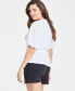 Фото #4 товара Women's Eyelet-Sleeve Scoop-Neck Knit Top, Created for Macy's