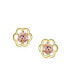 Minimalist Tiny Pink CZ Open Flower Stud Earrings For Cubic Zirconia 14K Gold Screw back