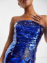 Фото #2 товара Collective the Label Petite exclusive leg split sequin midaxi dress in cobalt